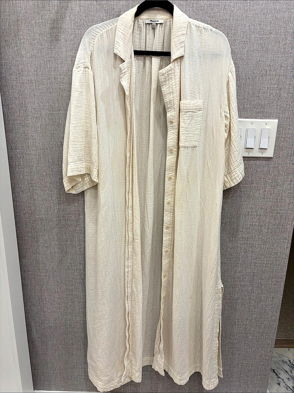 Madewell Button-Front Cover Up Dress Cotton Maxi in Cream